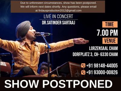 Satinder Sartaaj - Konzertverschiebung